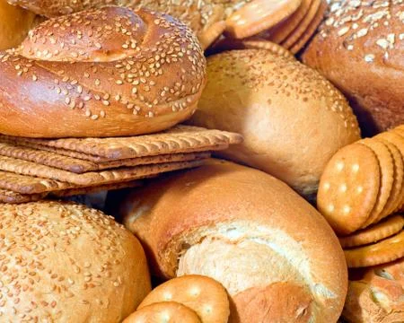 Small roll pikelets and biscuits Stock Photos