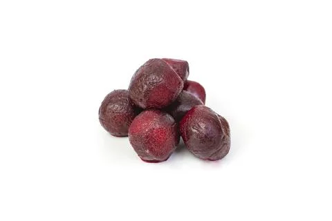 Small round beet root stack isolated on white background, close up Stock-Fotos