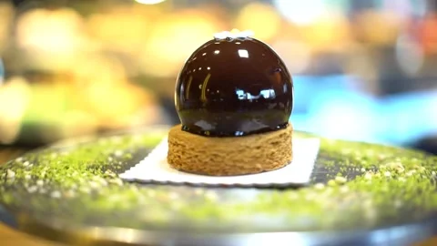 Small round chocolate cake Stock Footage 167588831