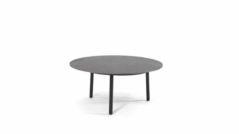 Small round desk in black on a white background. Video stock 220350201