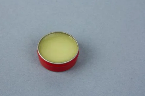 Small round metal container Foto stock