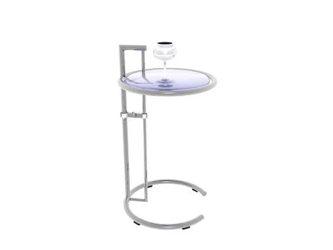 Small round metallic side table with glass top Stock Illustration