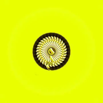 Small round spiral pattern against a yellow background 스톡 일러스트