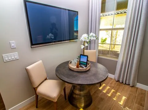 Small Round Table With Two Chairs Stock Photos