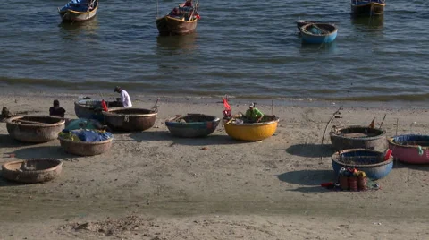 Small rounded boats Stock Footage 51145847