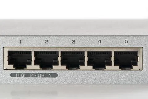 Small router and switch. tcp ip network business concept. High - performance Foto stock