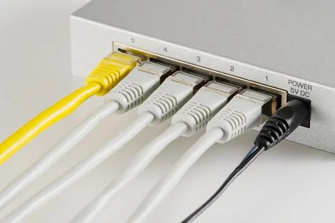 Small router and switch. tcp ip network business concept. High - performance Foto stock
