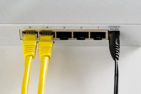 Small router and switch. tcp ip network business concept. High - performance Foto stock