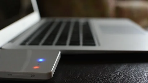 A small router is connecting to the net 스톡 동영상 106282078