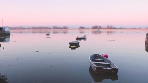 Small Rowboats Moored on the River Exe at Topsham, Exeter Stock-Footage 231503775