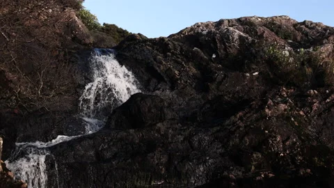 Small Runoff Waterfall at Aasleagh Falls, Erriff, Ireland. 4K60 Stock Footage 239400729