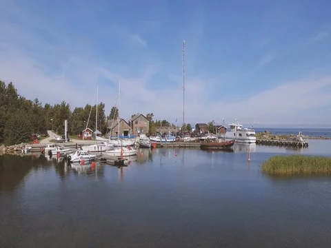 Small rural harbor Stock Footage