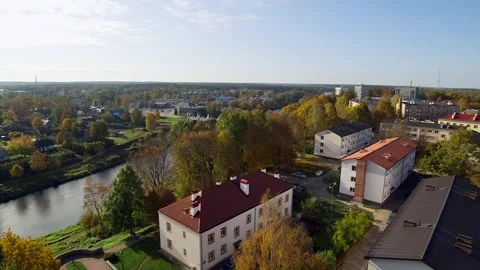 Small Rural Town Viewed from Above in Eastern Europe. Video stock 306401397