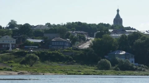 Small russian town at morning scenic view Stock Footage 7902053