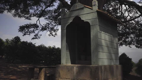 Small rustic chapel made of wood en ambiente natural Stock Footage 163339382