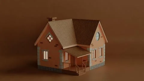 Small Rustic House with Warm Lighting Against a Neutral Background Stock Illustration