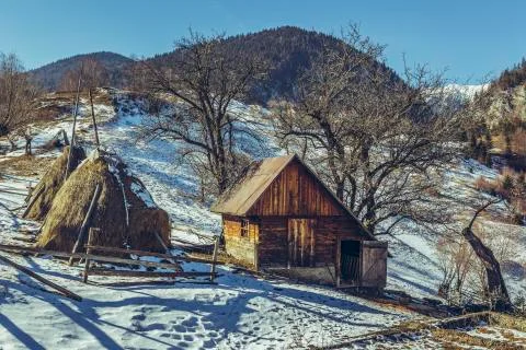Small rustic Romanian farm Stock Photos
