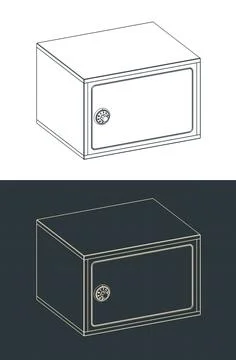 Small safe box blueprints Stock Illustration
