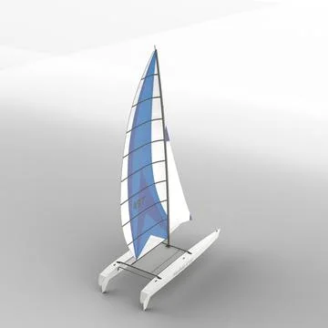 A small sail boat sitting on a table in front of some white walls Stock Illustration