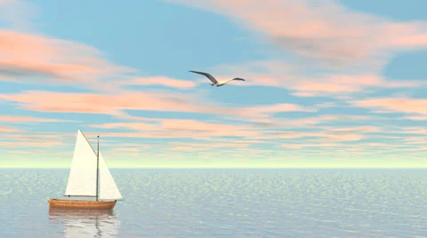 Small sailboat - 3D render Video stock 33798054