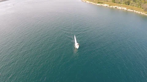 Small Sailboat in the Sea Stock Footage 61408325