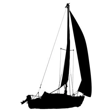 A small sailboat in silhouette Illustrazione stock