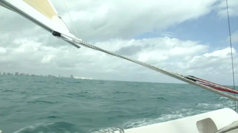 Small sailing boat navigating Video stock 38126721