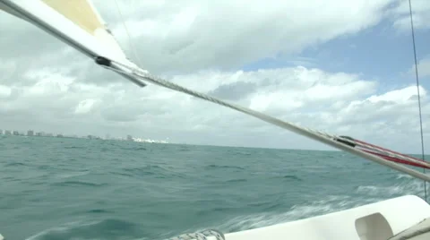 Small sailing boat navigating Stock Footage 67568491