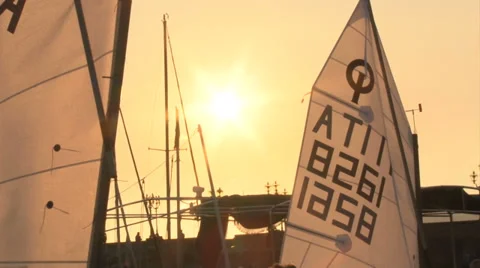 Small sails at sunset Stock Footage 36177128