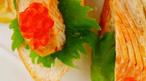 Small salmon sandwiches Vídeos de archivo 24693277