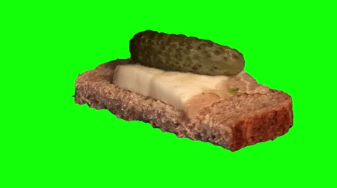 Small sandwich with bread, pickled cucumber and pork lard Stock Footage 47599970