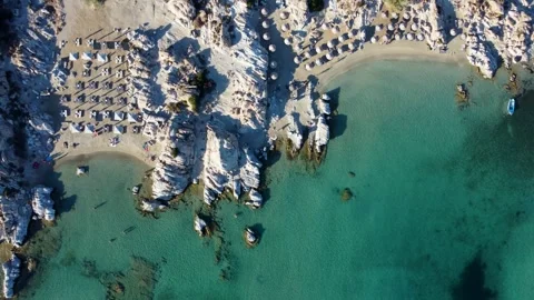 Small Sandy Paradisiac Kolymbithres Beach, Paros, Greece Stock Footage 291284047