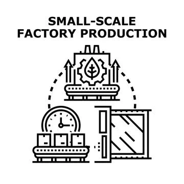 Small scale factory production process for sustainable industrial business Stock Illustration