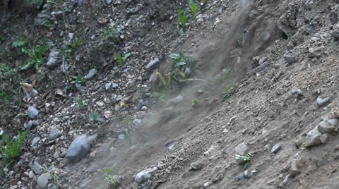 Small scale landslide Stock Footage 24709757