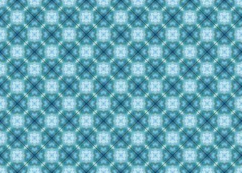 Small scale mandala shapes in soft blue design with diamond repeating pattern Stock Illustration