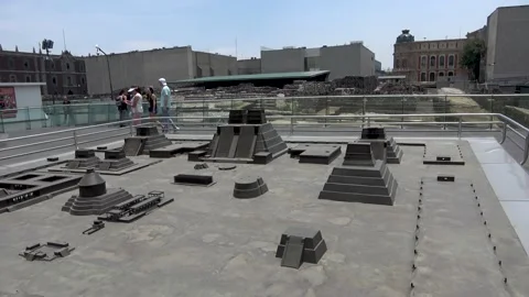 Small Scale Model At Templo Mayor, Zocalo, Mexico City Stock Footage 154670816