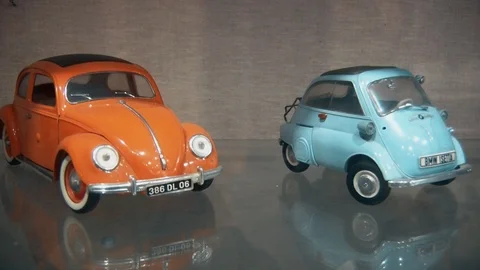 Small scale two models of real cars 스톡 동영상 111760690
