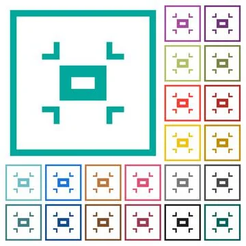 Small screen flat color icons with quadrant frames Stock Illustration