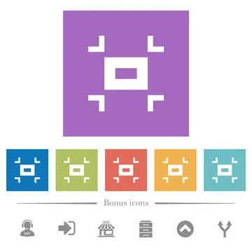 Small screen flat white icons in square backgrounds Stock Illustration