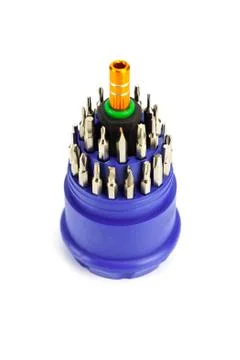 Small screwdriver set for Electronic isolated on white background. Stock-Fotos