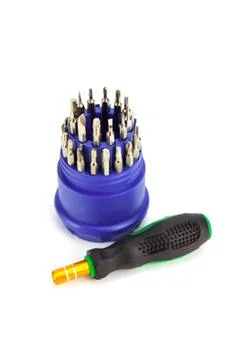 Small screwdriver set for Electronic isolated on white background. Photos