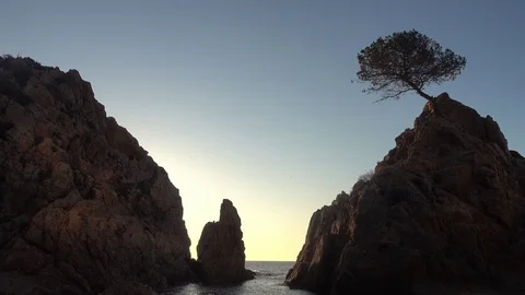 The small sea in Tossa de Mar at sunrise Stock Footage 111445464