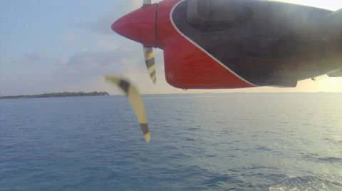 Small seaplane takeoff in the Maldives Stock Footage 67283567