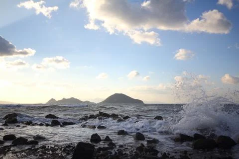 A small seaside town between the waves turgutreis Stock Photos