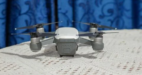 Small selphie camera drone on table Stock Photos