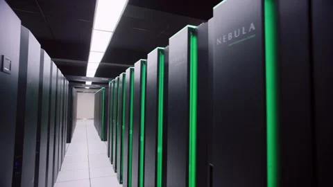 Small Server Room Data Center With Working Server Racks,china Video stock 130950054