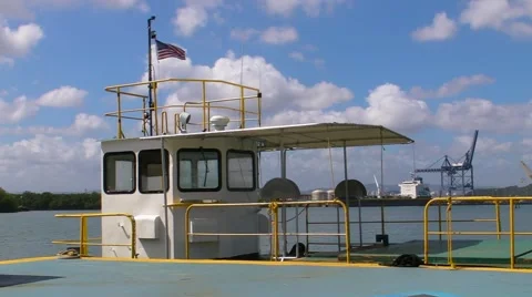 Small Service Boat Bow in Dock 2 Stock Footage 6040725
