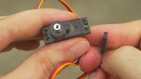 Small servo motor for robotics Stock Footage 92052660