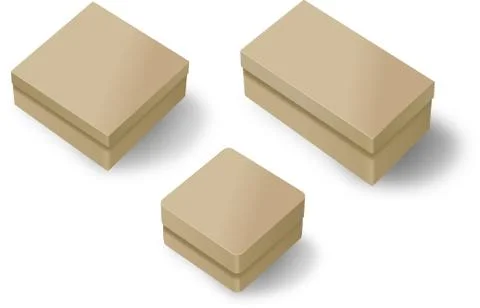 Small set of 3d cardboard boxes Illustrazione stock