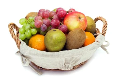 A small set of fruit in a basket Stock Photos